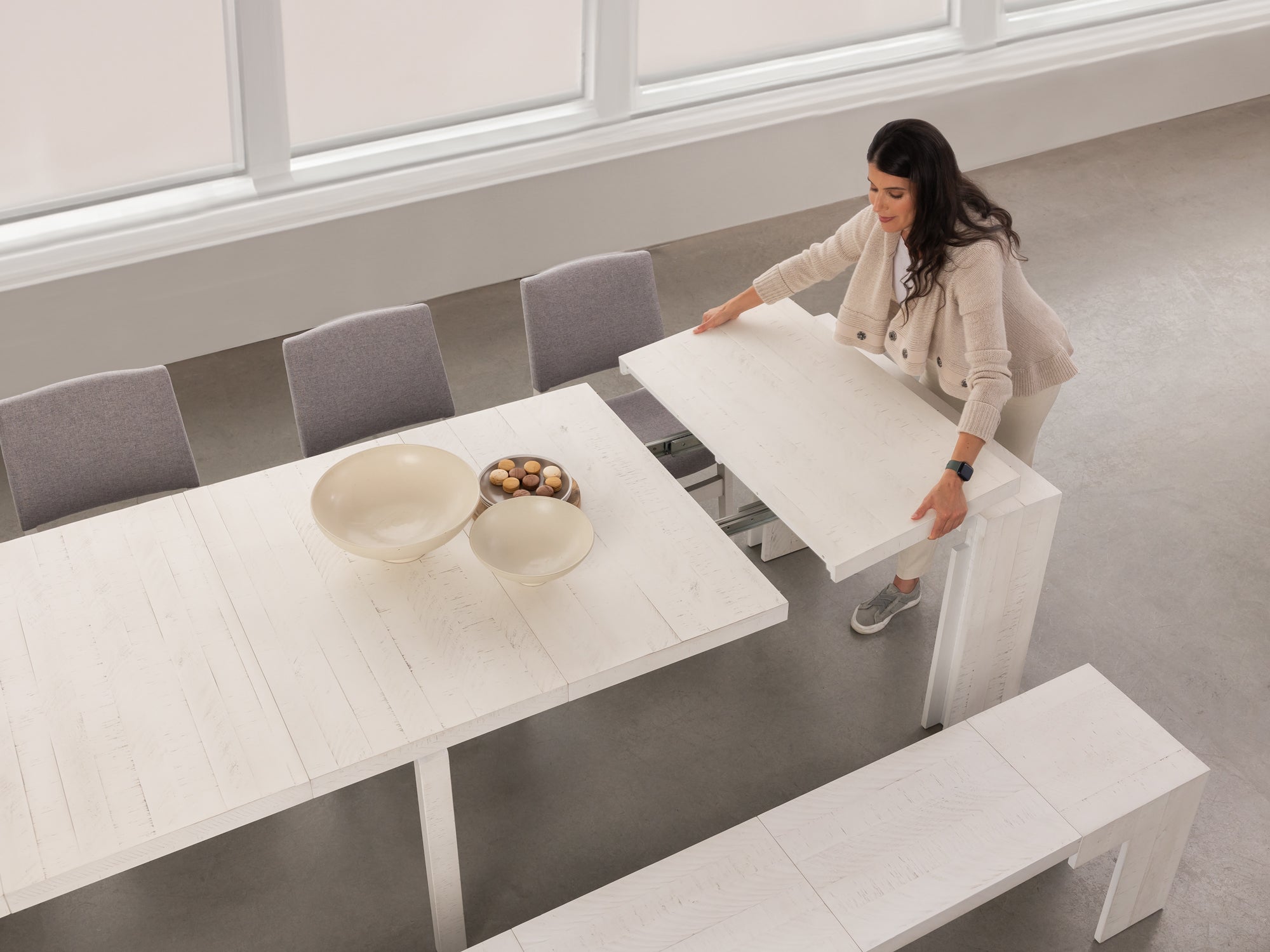 Table extensible en bois, de 4 à 12 personnes, bouleau canadien — vue 14
