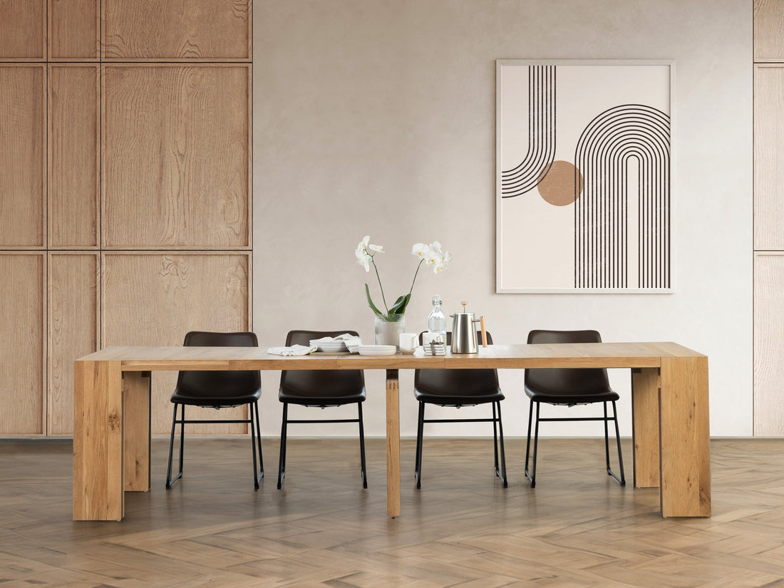 Table extensible en bois, de 4 à 12 personnes, chêne scandinave — vue 10