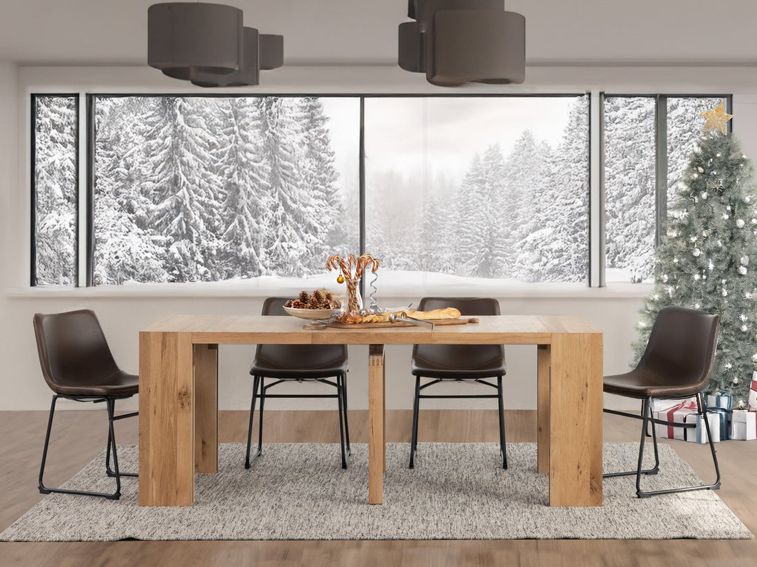 Table extensible en bois, de 4 à 12 personnes, chêne scandinave — vue 12