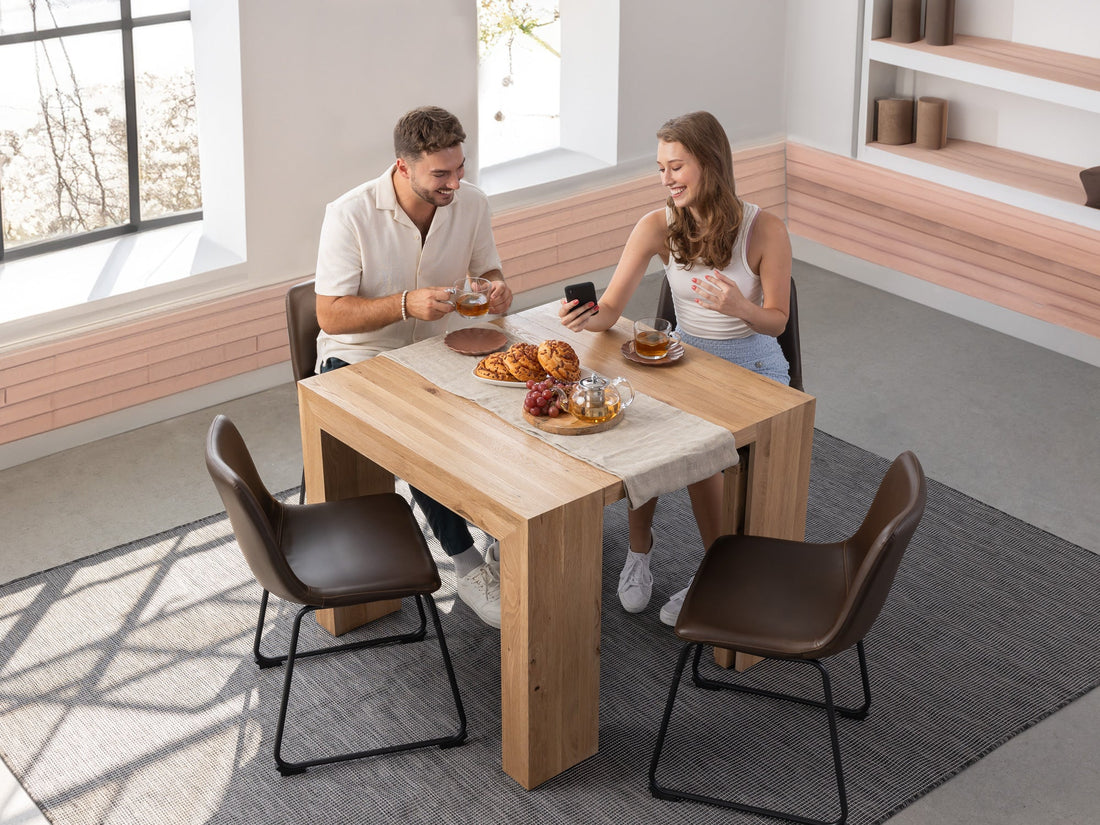 Table extensible en bois, de 4 à 12 personnes, chêne scandinave — vue 13