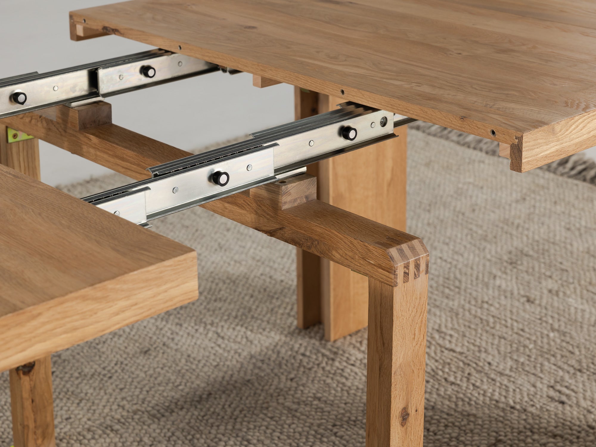 Table extensible en bois, de 4 à 12 personnes, chêne scandinave — vue 18
