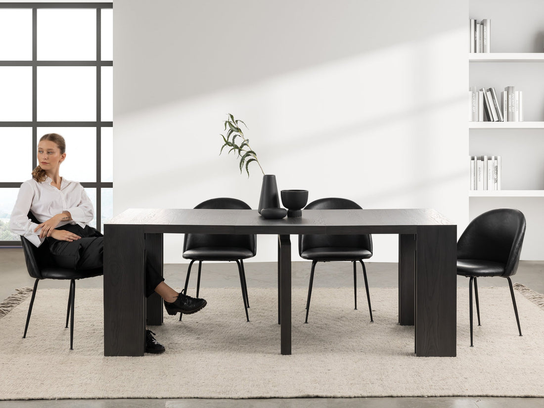Table extensible en bois, de 4 à 12 personnes, hickory fumé — vue 9