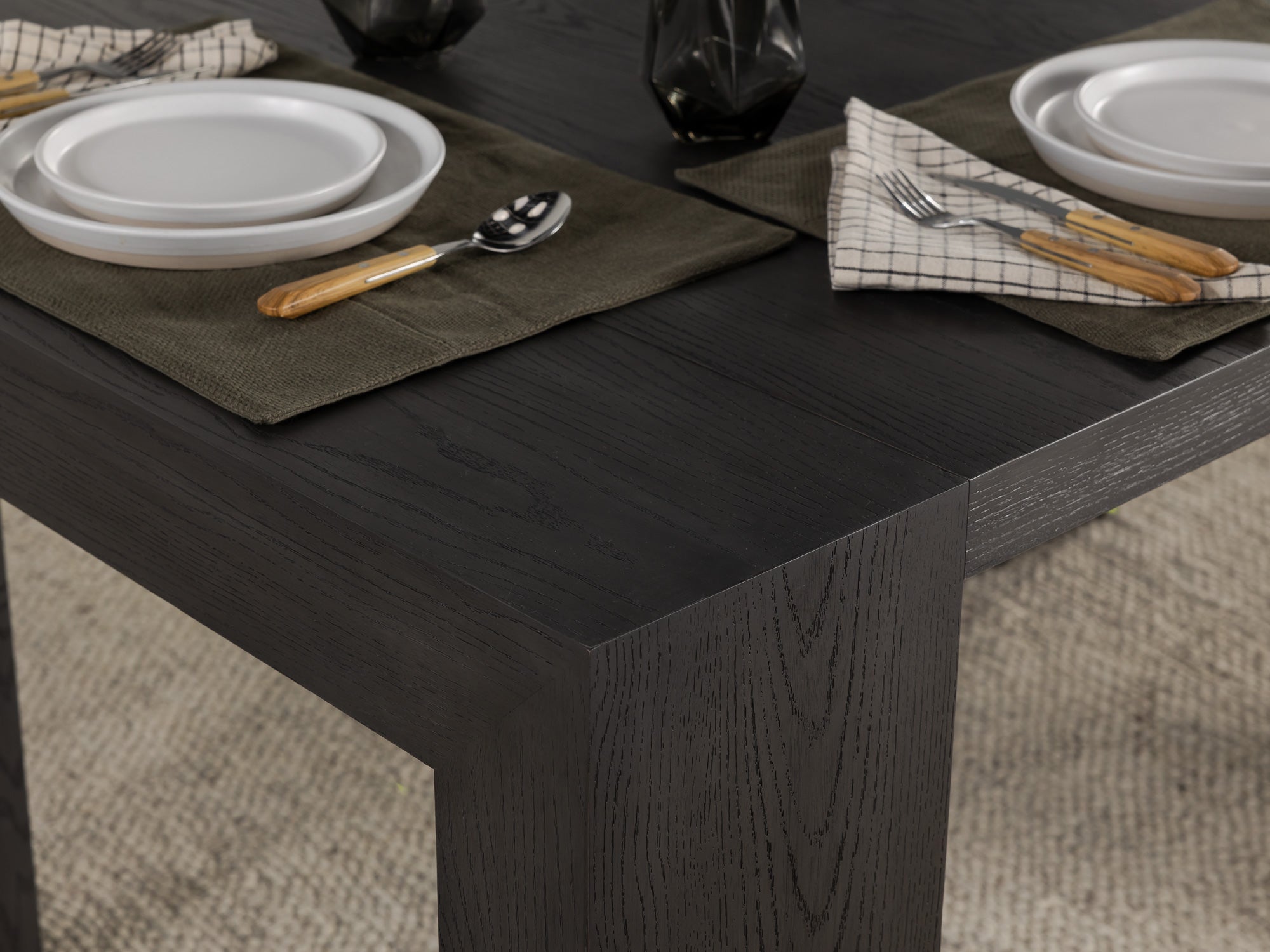 Table extensible en bois, de 4 à 12 personnes, hickory fumé — vue 15