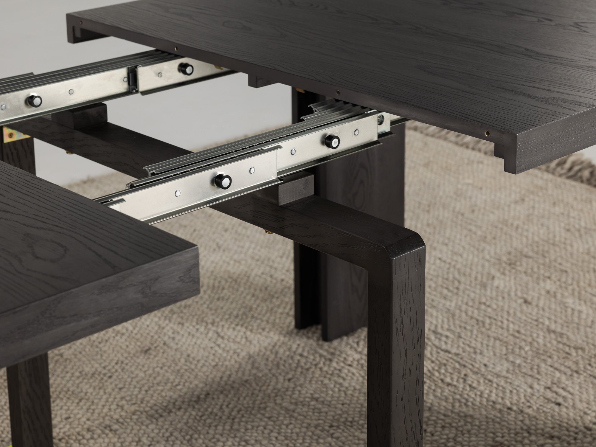 Table extensible en bois, de 4 à 12 personnes, hickory fumé — vue 16