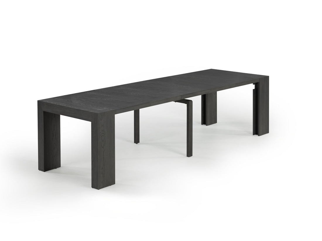 Table extensible en bois, de 4 à 12 personnes, hickory fumé — vue 1