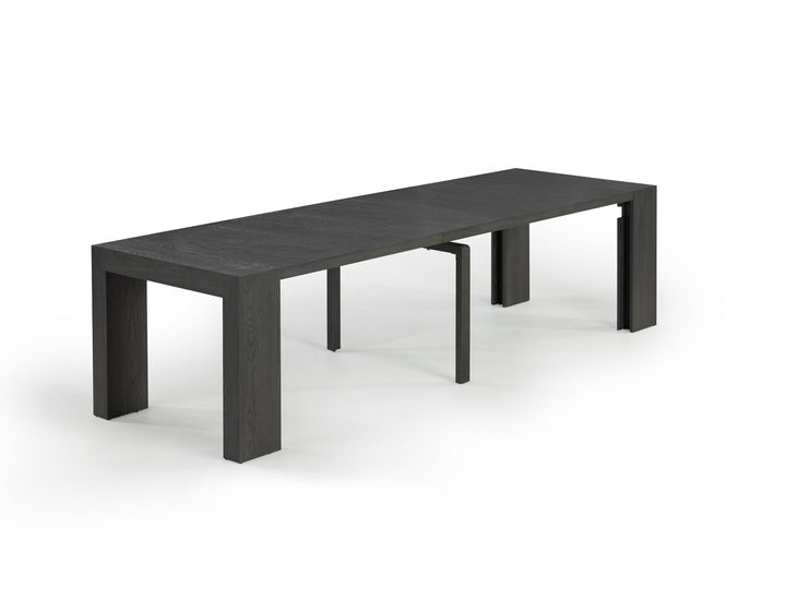 Table extensible en bois, de 4 à 12 personnes, hickory fumé — vue 1