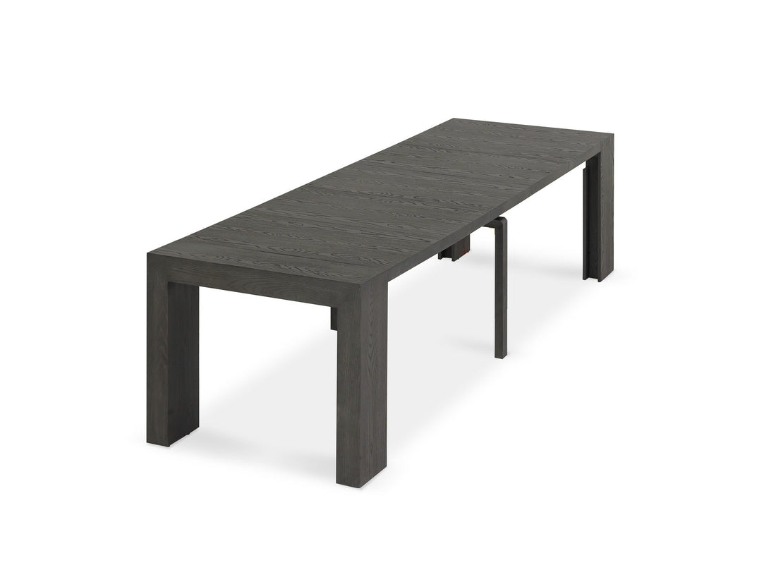 Table extensible en bois, de 4 à 12 personnes, hickory fumé — vue 4