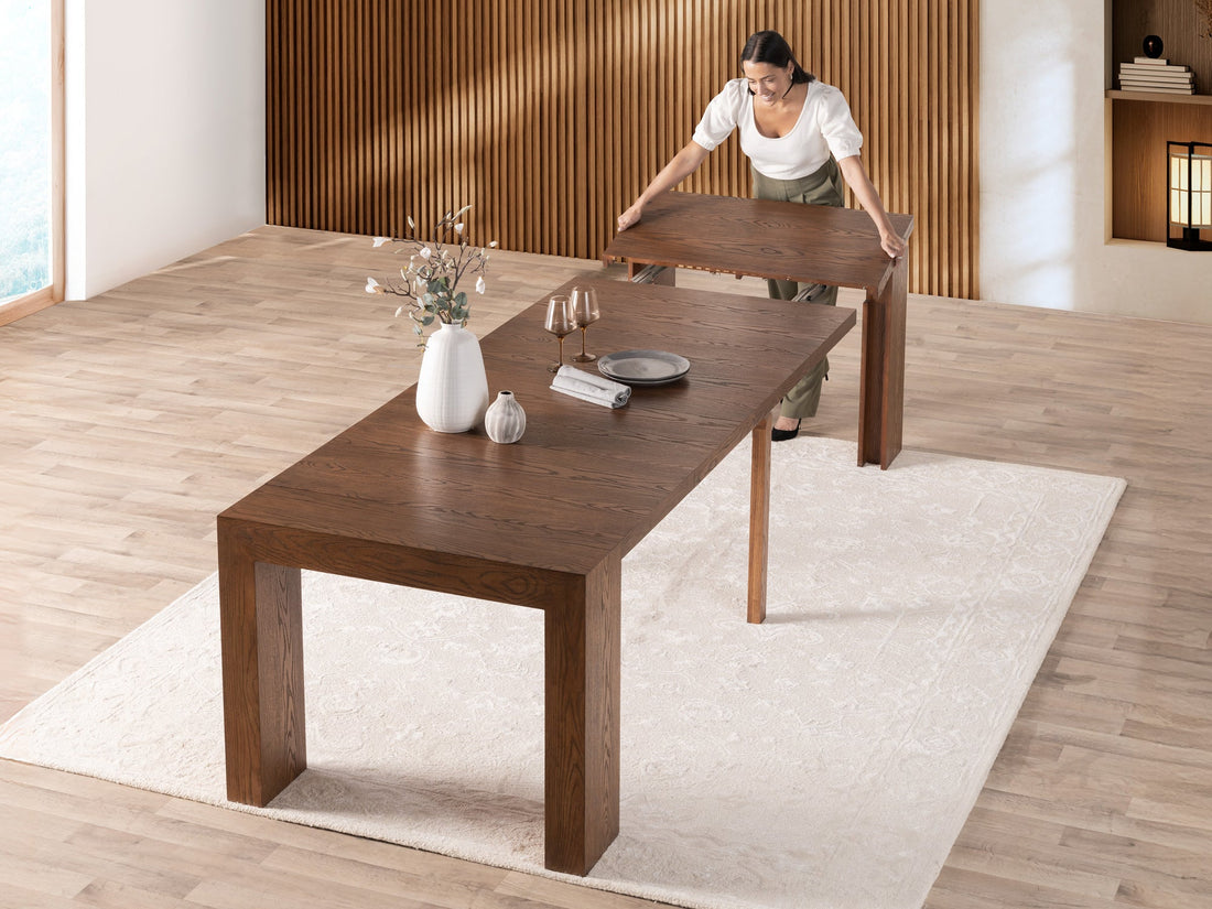 Table extensible en bois, de 4 à 12 personnes, noyer américain — vue 5