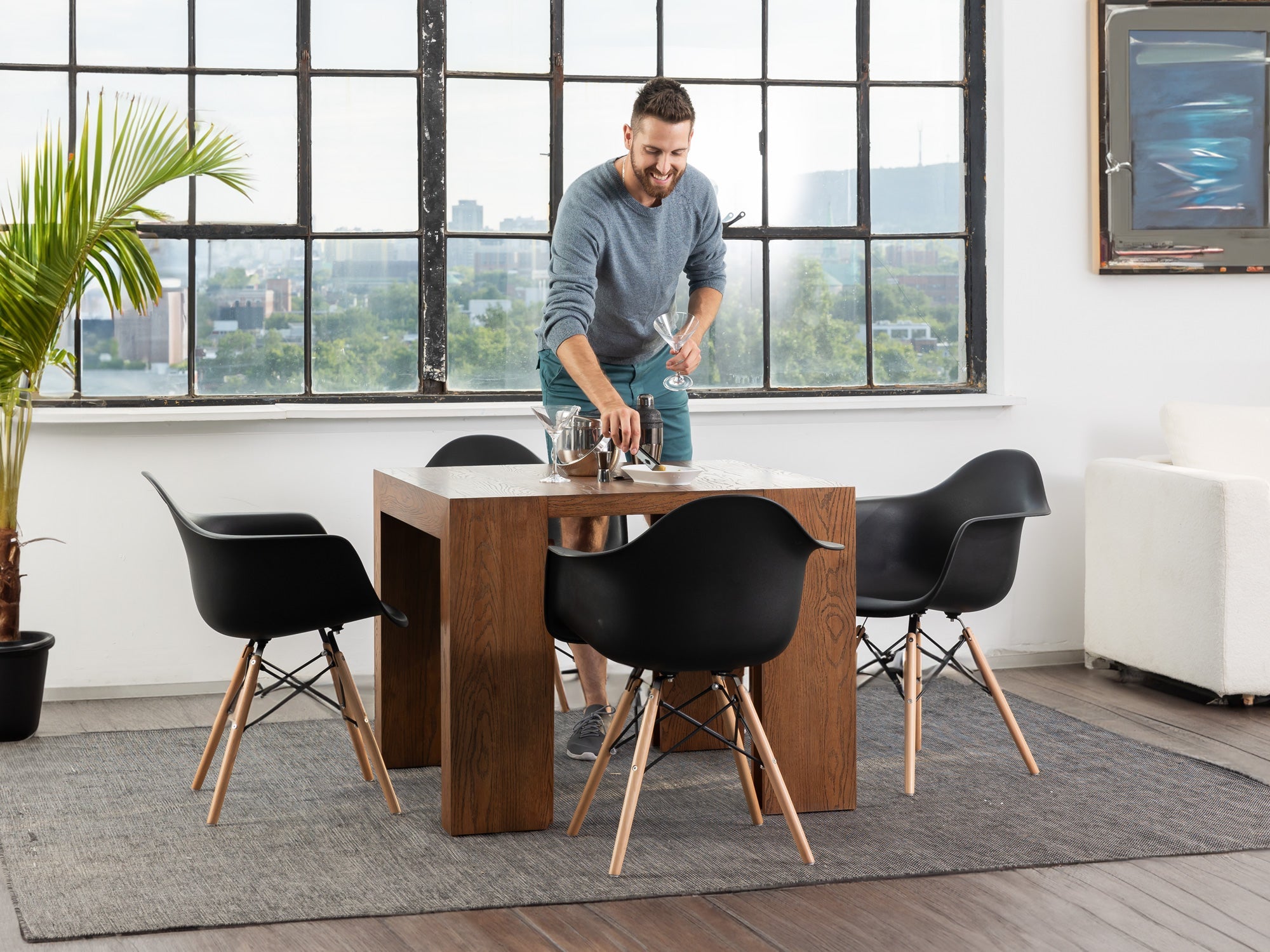 Table extensible en bois, de 4 à 12 personnes, noyer américain — vue 7