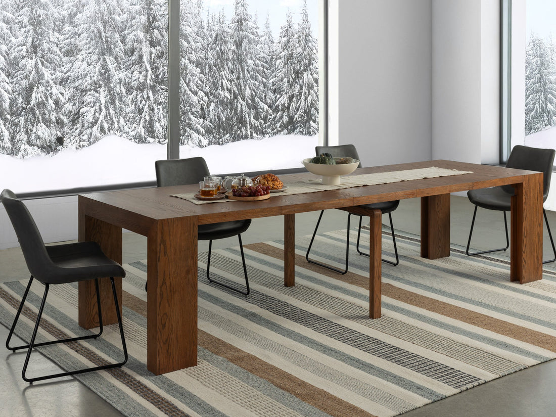 Table extensible en bois, de 4 à 12 personnes, noyer américain — vue 8